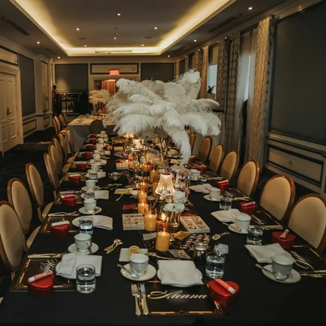 An elegantly set banquet table